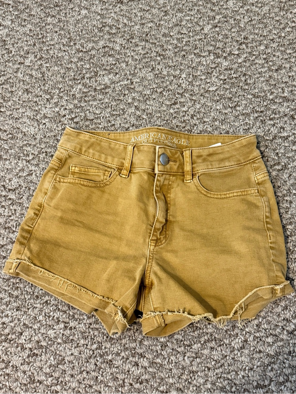 American Eagle Mustard Yellow High-Rise Denim Shorts Shortie